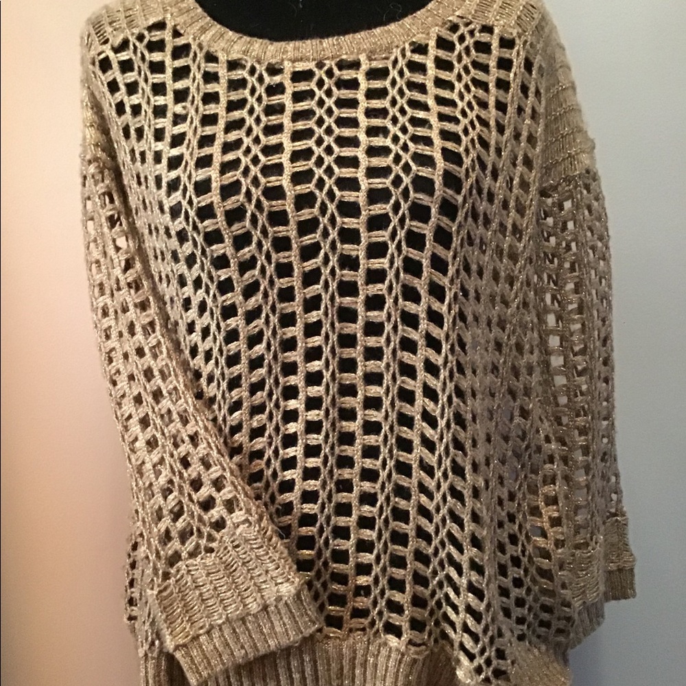DKNY Sparkly Taupe Overlay Sweater
